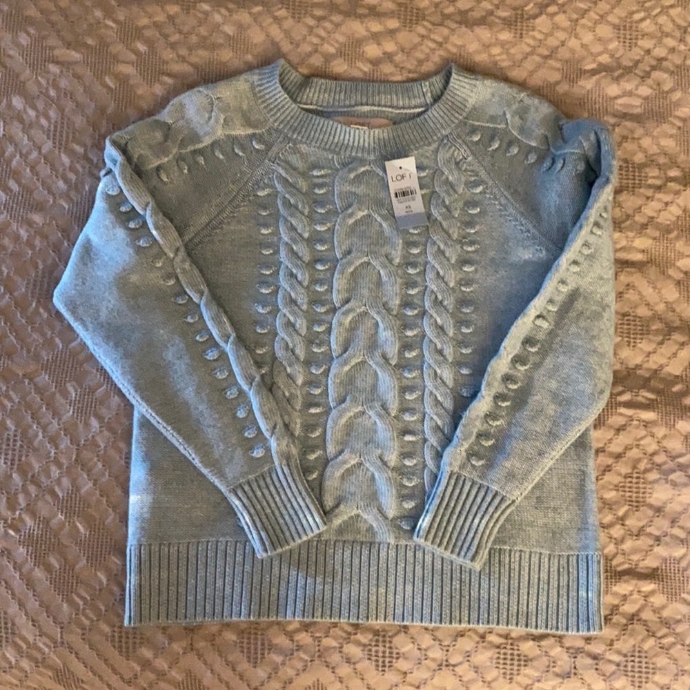 Loft Petite Crew Neck Cable Sweater